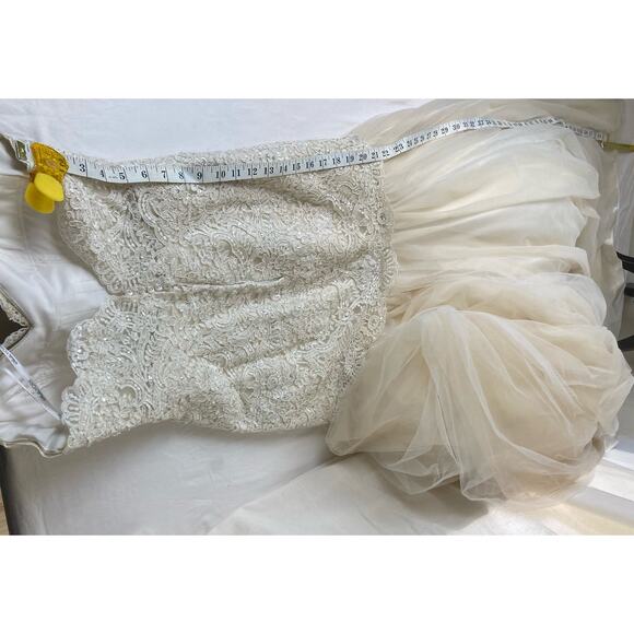 Stella York Wedding Dress US 6 Cream Gown Sweetheart Neck Strapless Lace Flare - Picture 15 of 16